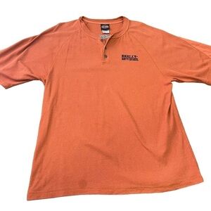 HARLEY Davidson XL Thermal Henley Shirt Orange Waffle Knit Clarksville TN